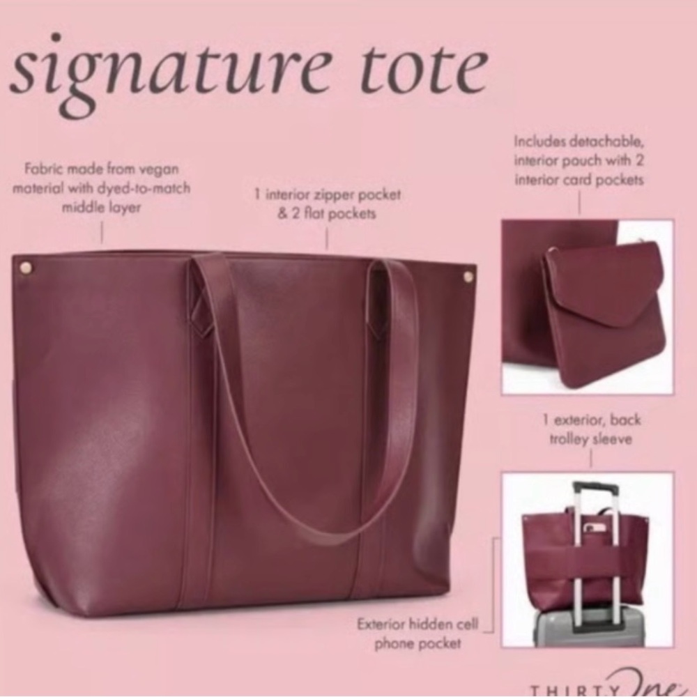 Signature Tote Bag in Burgundy - Thirty-One